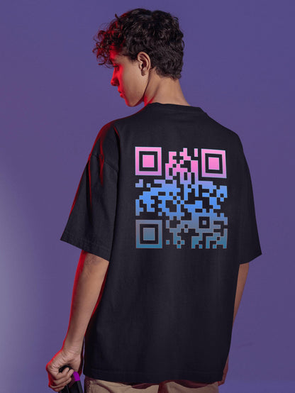 Custom OR-CODE OverSized T-Shirt & Swatshirt - Personalized QR Code Tees & Sweatshirt