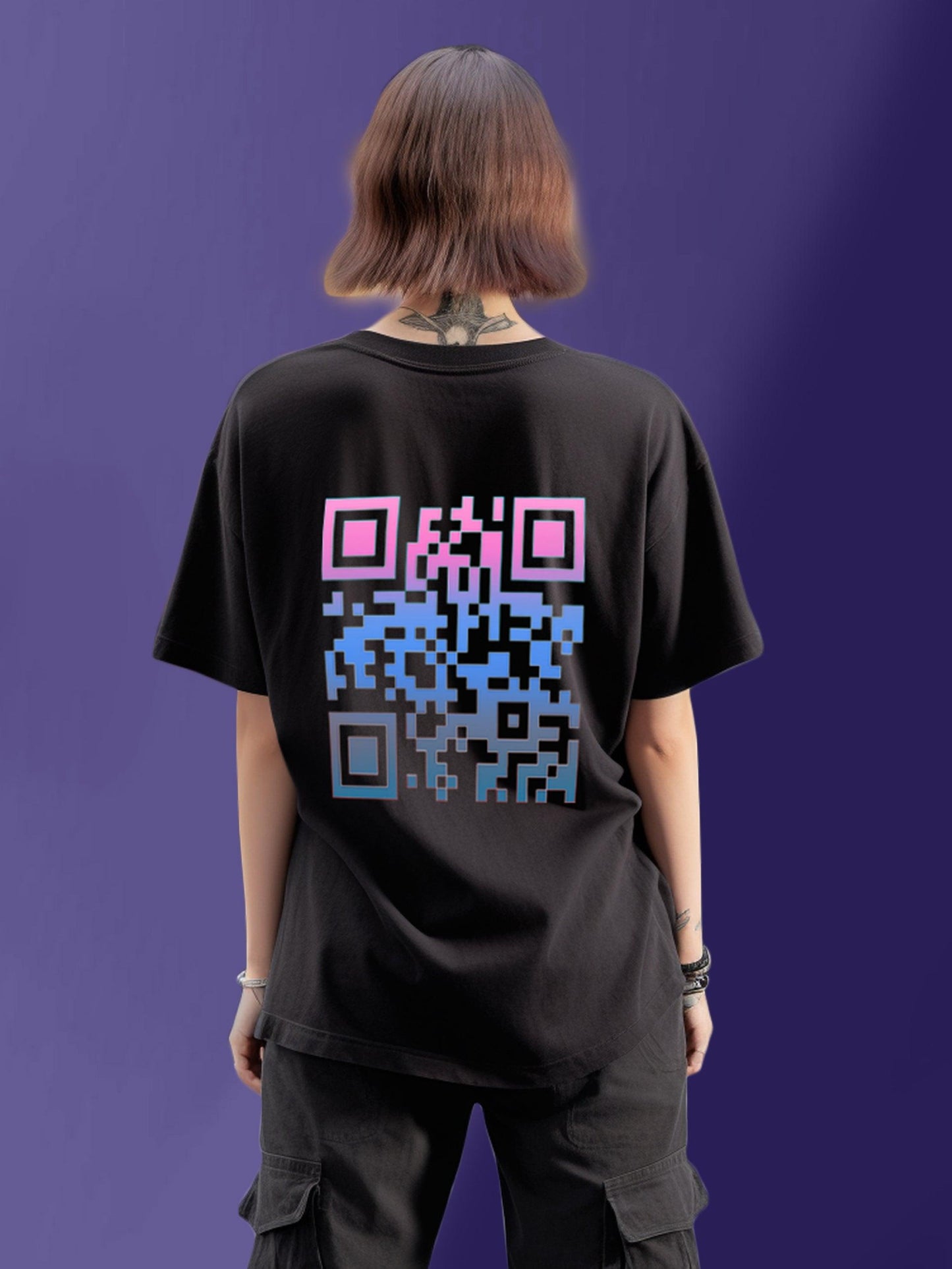 Custom OR-CODE OverSized T-Shirt & Swatshirt - Personalized QR Code Tees & Sweatshirt