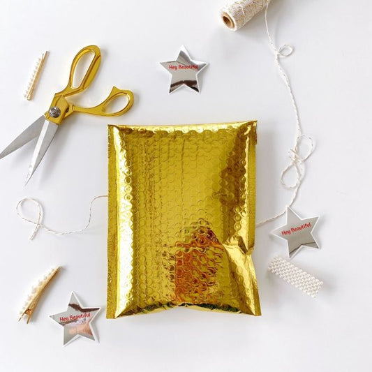 Gold Metallic Poly Bubble Mailers: 6.5x10