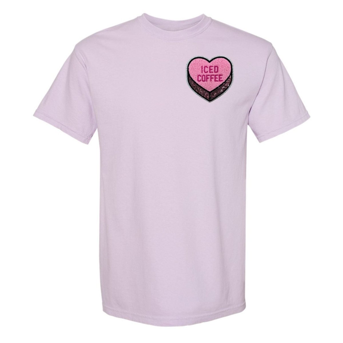 'Iced Coffee Candy Heart' Letter Patch T-Shirt