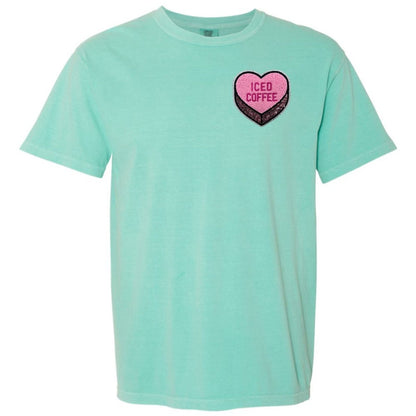 'Iced Coffee Candy Heart' Letter Patch T-Shirt