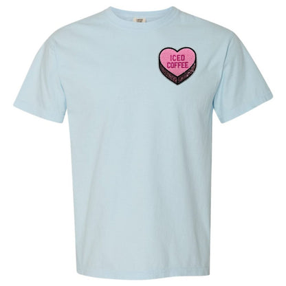 'Iced Coffee Candy Heart' Letter Patch T-Shirt