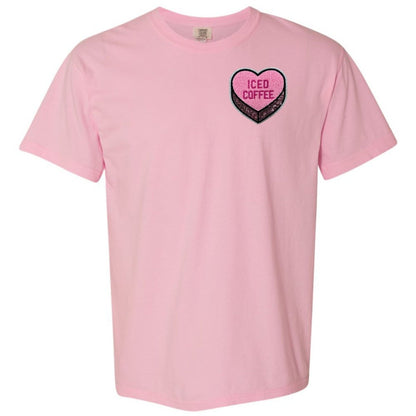 'Iced Coffee Candy Heart' Letter Patch T-Shirt