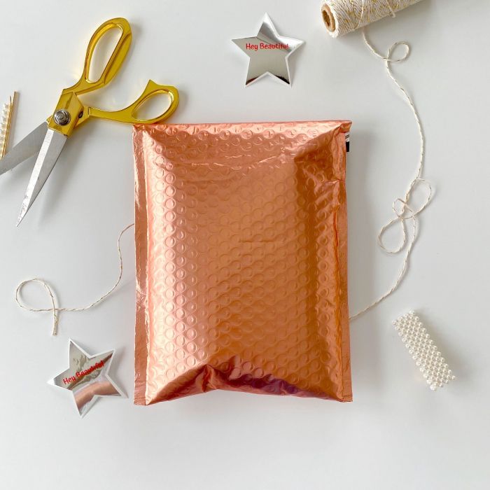 Rose Gold Metallic Poly Bubble Mailers: 6.5x10